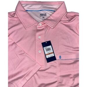 Izod Saltwater Mens Polo Shirt 3XL Candy Pink Performance Pocket Rugby NWT